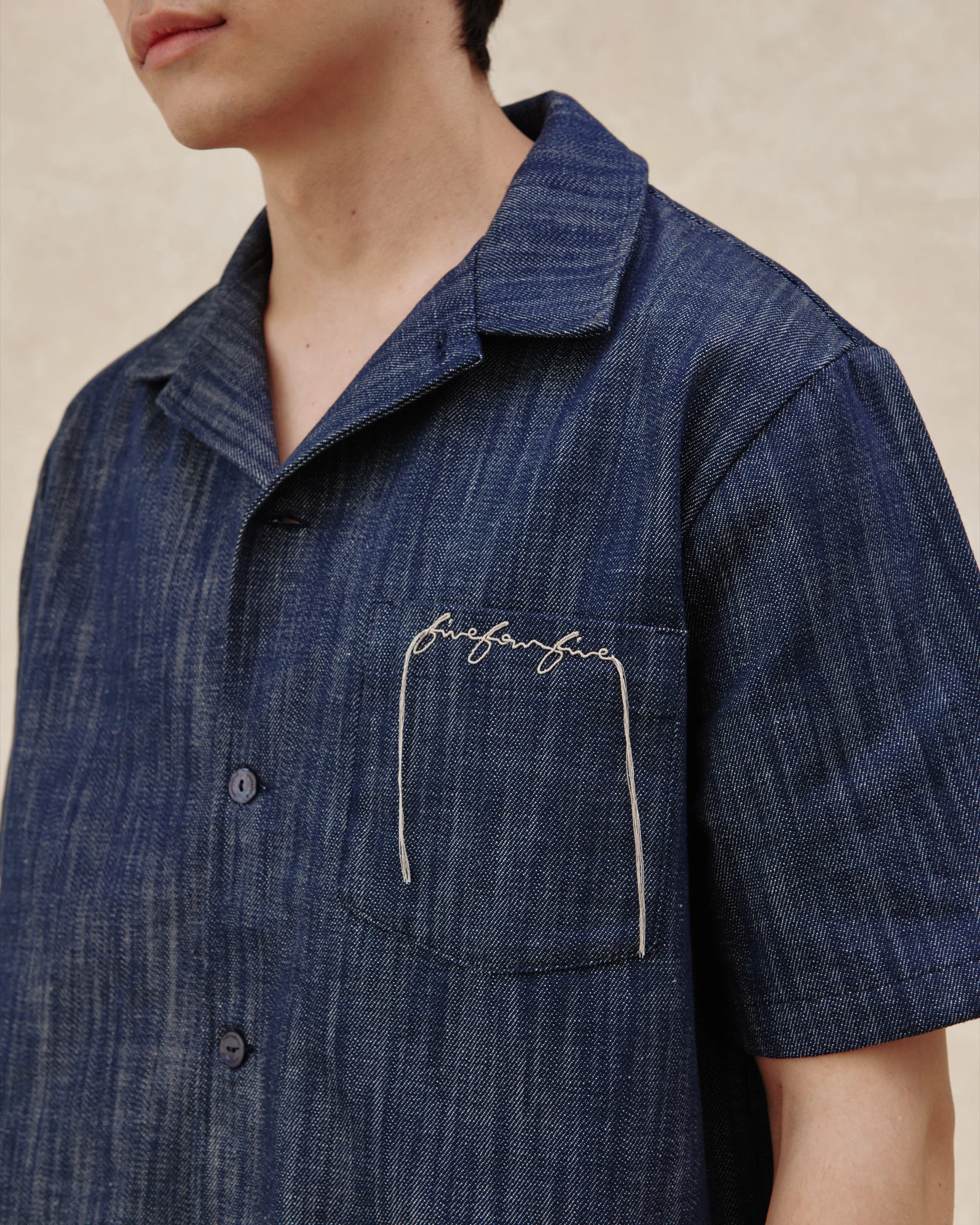 545 Lightweight Raw Denim Bowling Shirt - Image 4